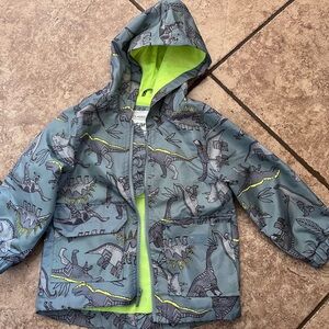 Carter's Blue Dinosaur Hooded Raincoat with Lime Lining